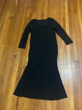 SHEIN Black Ribbed Midi Dress (3XL)